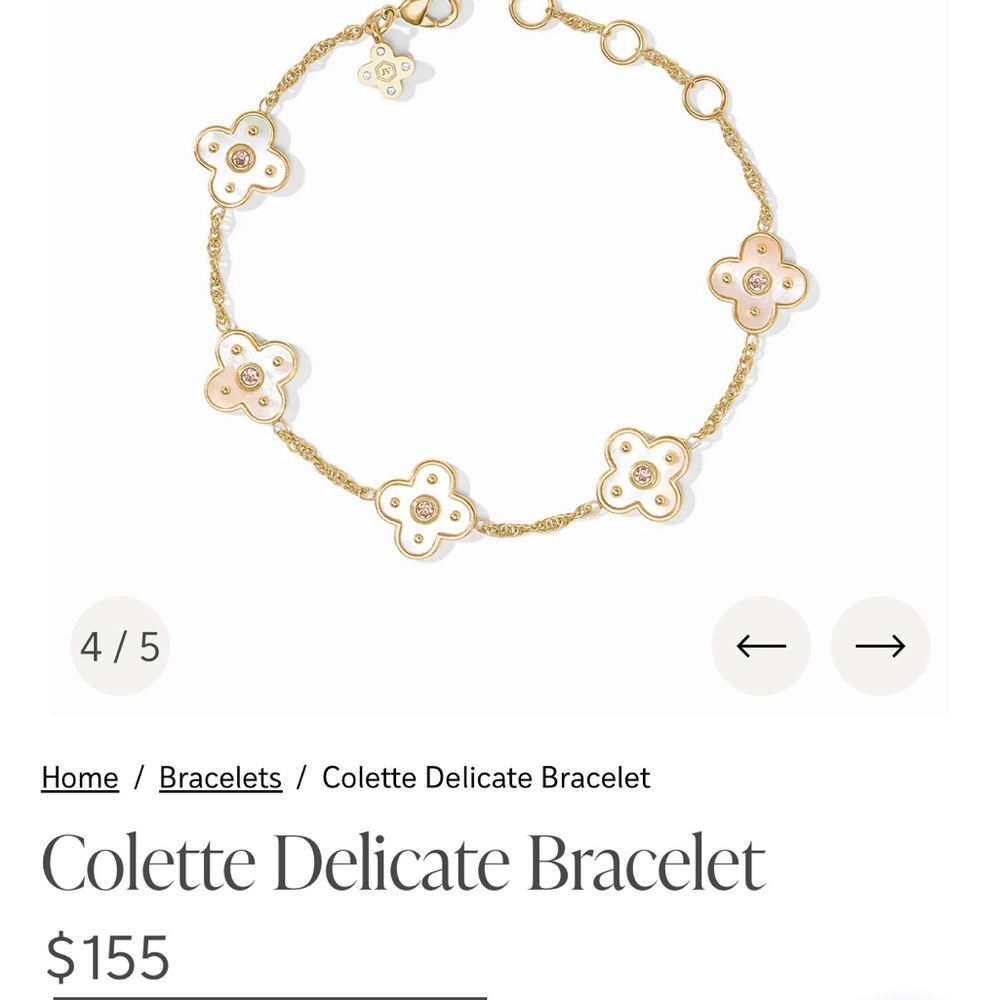 Julie Vos Cream and Gold Colette Delicate Floral Bracelet